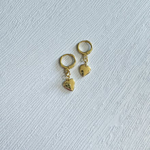 Load image into Gallery viewer, Gold Heart Huggie Hoops
