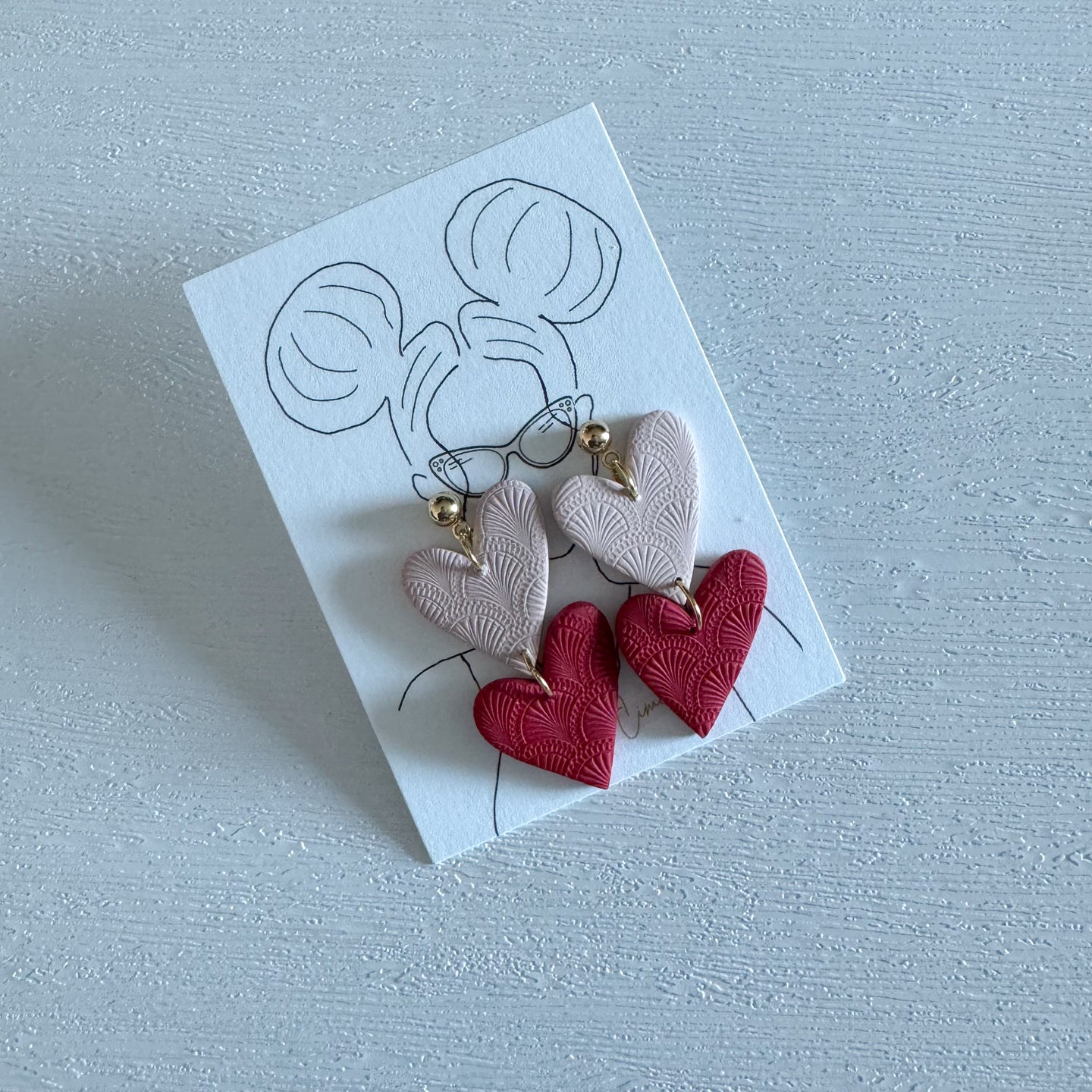 Double Heart Textured Dangles