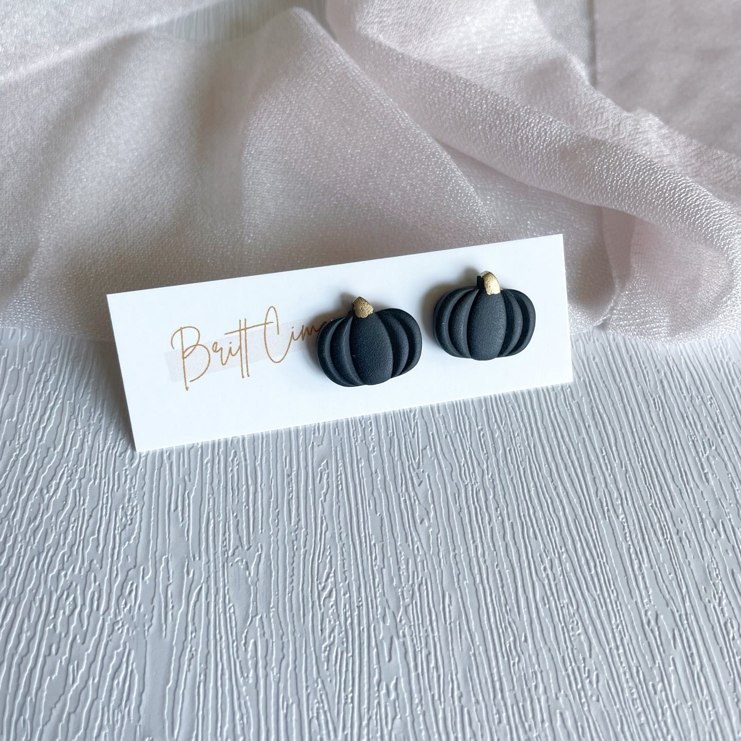 WS Neutral Pumpkin Clay Stud Earrings