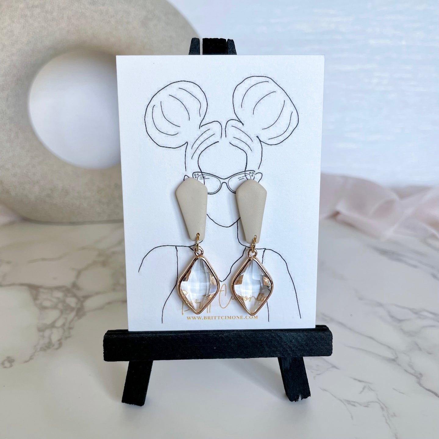 Dainty Coffin Shaped Earrings | Almond Sand